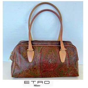 ETRO floral Paisley structure double handle small shoulder bag tote